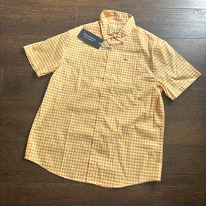 NWT! Vineyard Vines Orange and white Gingham Short Sleeve button down Shirt